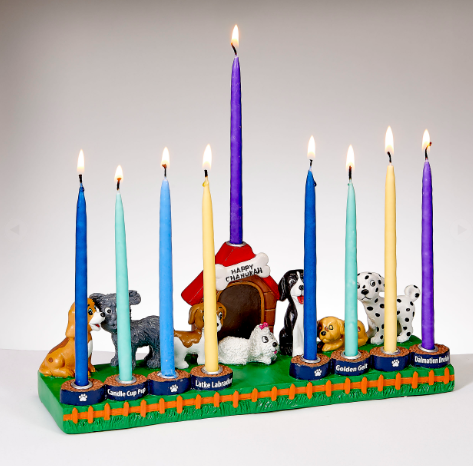 "Dog Lovers" Hand-Painted Resin Menorah