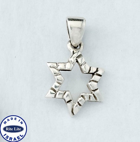 0.7" Sterling Silver Textured Star Pendant