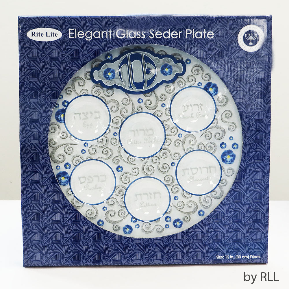 Round Glass "Elegant" Seder Plate