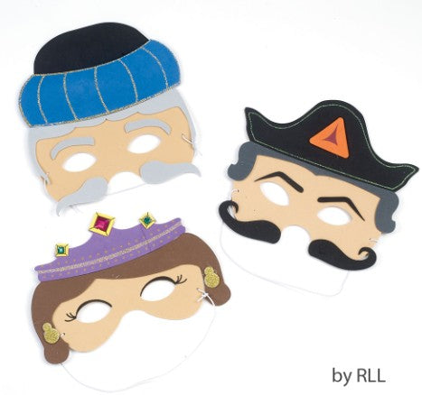 Set of 3 Purim Masks - Esther, Haman & Mordechai