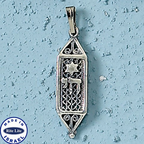 1 1/4" Yemenite Sterling Pendant, Chai/Star