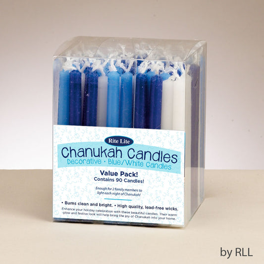 Value Pack of Decorative Blue & White Chanukah Candles,