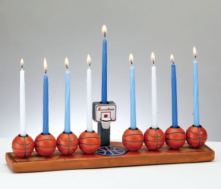 Hand-Painted Resin Basketball Menorah