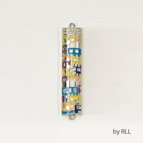 Jerusalem Enameled Mezuzah 5"