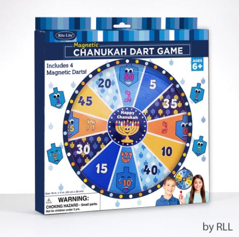 Chanukah Dart Game, Includes 4 Magnetic Darts